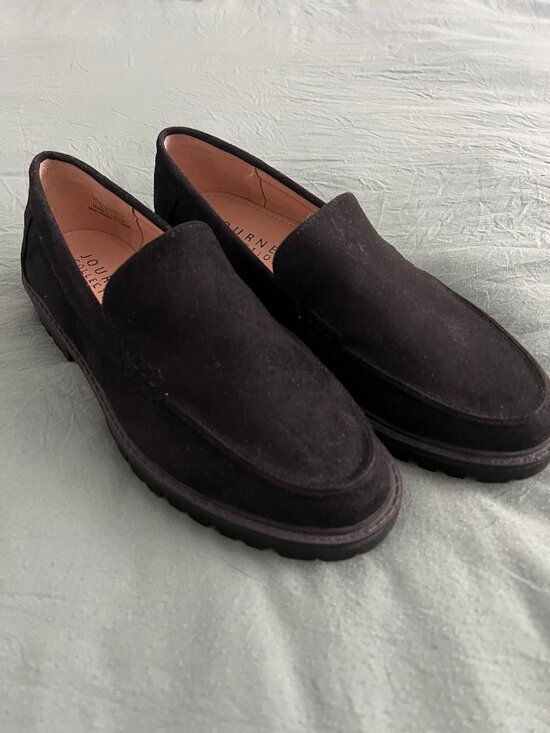 Journee Collection Shoes - Journee Collection Black Faux Suede Lug Sole Loafers Womens Size 7.5 Slip On